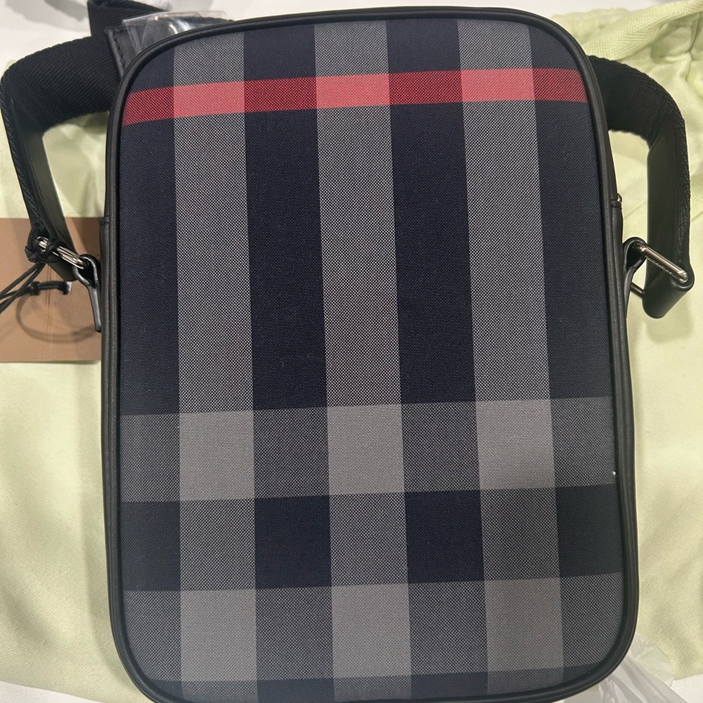 Burberry Black and Gray Plaid Messenger Bag - Picture 8 of 8